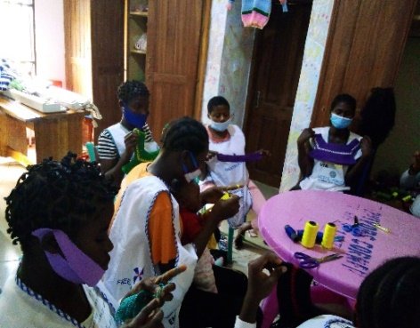 Group of girls knitting