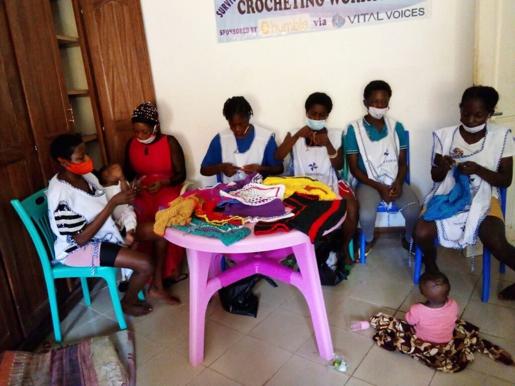 Group of children learning hand sowing